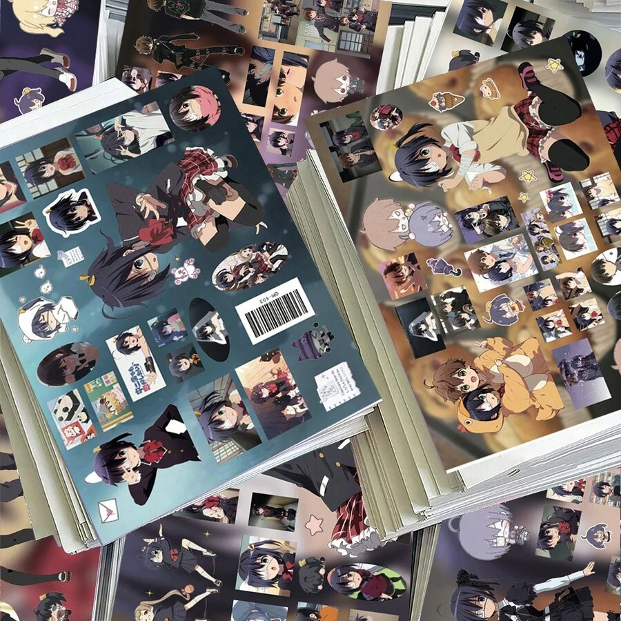 8张月光美丽剪纸贴纸，杏子翔太郎2D动漫周边手写日记防水贴纸；8张个性剪纸贴纸，园丁艾玛葬仪屋游戏手写日记防水贴纸 - 彩色 - 查看 1