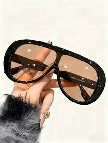 1pc Women's Oversized Aviator Frame Fashion Glasses, & Avant-Garde Style, Suitable For Various Face Shapes, Outdoor Activities, Driving, Fishing, Outfit Matching, Daily Use - Nhiều màu - Xem 11