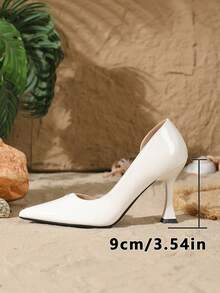9 cm Talons hauts élégants et sexy en PU à bout pointu pour femmes, chaussures de mariage blanches formelles convenant pour les banquets, les fêtes et le port quotidien - Blanc - Voir 6