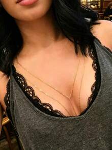 1pc Women's Geometric Chain Sexy Beach Vacation Style Body Chain, Fashion Personalized Accessory, Minimalist Street Style - Gold - View 1