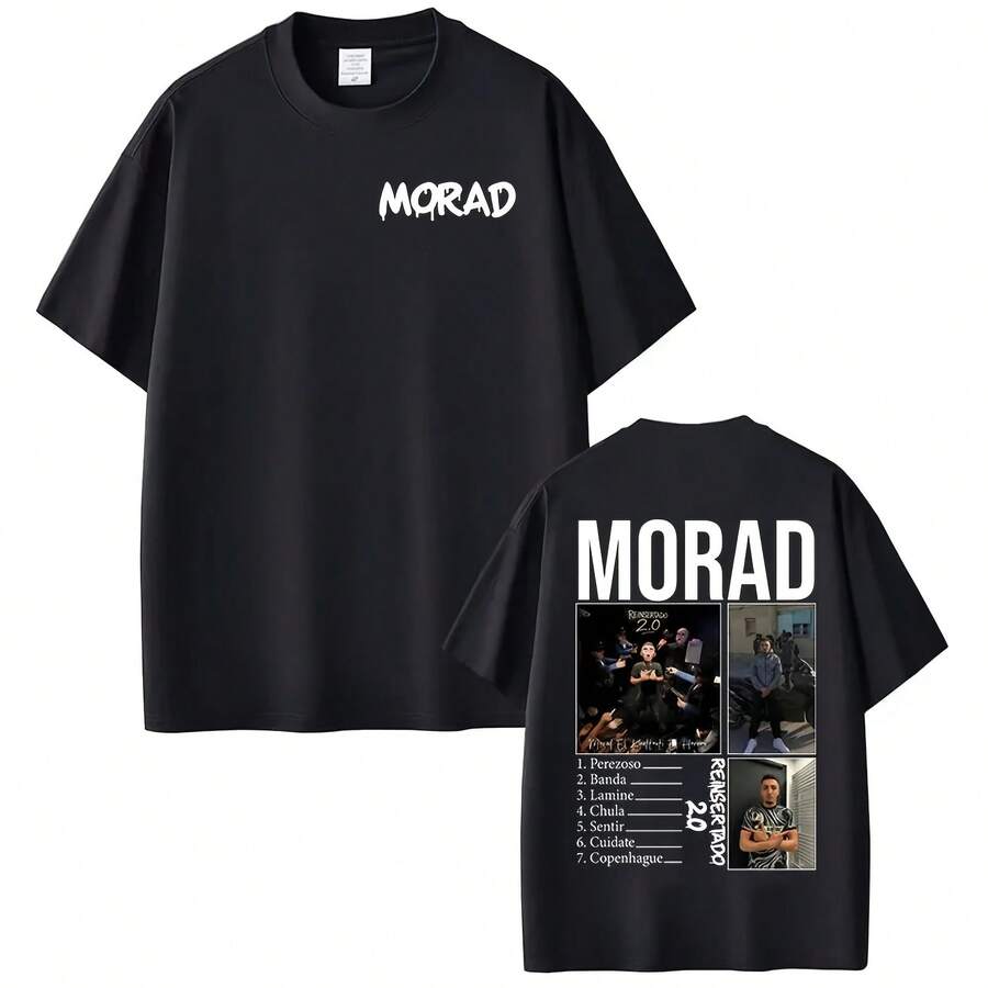 Rapper Morad MDLR ReinsertadoT-Shirt Men Women Fashion Hip Hop Vintage Oversized T-Shirts Casual Cot - 黑色 - 查看 1