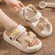 New EVA Platform Platform Women's Flip-Flops, White, Bohemian Style, Round Toe, Simple Design, Lightweight And Fashionable Flat Sandals, Suitable For Outings, Parties, Vacations, And Comfortable Beach Shoes For Teenage Girls. - 卡其色 - 查看 2