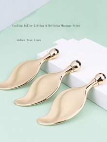 1pc Metal Roller Massage Stick, Petal Eye Cream Massager, Beauty Massage Tool - Gold - View 1