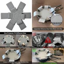 Protectores de ollas y sartenes almohadilla protectora de silicona de 3 piezas protector de sartenes apilables. Tiene un diseño único de apertura y fijación que se puede utilizar para proteger y - Gris - Ver 1