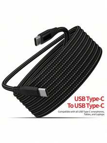 60W USB-C 转 USB-C 编织数据线 - 3.3 英尺/6 英尺/10 英尺通用数据同步线，兼容 15 Plus Pro Max、安卓设备、笔记本电脑 - C-To-C 60W [3 英尺 6 英尺 10 英尺] 新款 Type-C 转 Type-C 数据传输 USB 数据线，兼容 15 Plus Pro Max、安卓手机快速充电线，编织笔记本电脑 Type-C 转 Type-C 数据线 - 彩色 - 查看 6