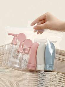Travel Set, Squeeze Design, Portable, Leak-Proof, Refillable Cosmetic Containers, Suitable For Toiletries, Shampoo, Body Wash And Lotion, Travel Essential (Label Cards Included), Suitable For School, Vacation, Camping, Holiday, Mini Size, Also Suitable For Beach, Bathroom, Bedroom, Large Capacity - One Size - View 6