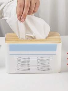 Hộp đựng khăn giấy, hộp phân phối khăn giấy tự động nâng bằng lò xo, hộp khăn giấy có lò xo dùng cho văn phòng, nhà bếp, nhà vệ sinh, giá đỡ nhà bếp, dụng cụ sắp xếp nhà bếp - trắng - Xem 2