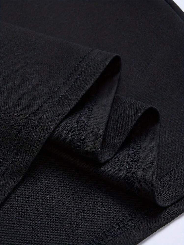 Envío gratuito por tiempo limitado | Camiseta de manga corta de moda para hombre en verano con estampado de letras - Negro - Añade 6