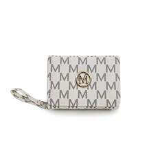1 pieza Cartera corta de mujer, monedero plegable con letra M de material PVC, portacartillas con correa de muñeca - Multicolor - Ver 11