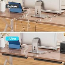 1pc Computer Cable Organizer Tray, Under Desk Cable Management Holder, Adhesive Wire Concealer Box - Small Size - White - View 3