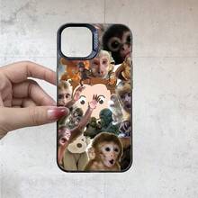 Un collage con temática de monos| Estilo japonés Ukiyo-e - duradero y de larga duración| Protección de la cámara| A prueba de golpes y anti-caídas| Acabado plateado de lujo ligero| Cómodo y antideslizante| Sencillo y discreto, el proceso de impresión plana IMD es adecuado para iPhone 17/16/15/14/13/12/11 - funda suave de TPU negra, ofrece protección contra golpes, promoción navideña, preventa del . - Colores mixtos - Ver 6