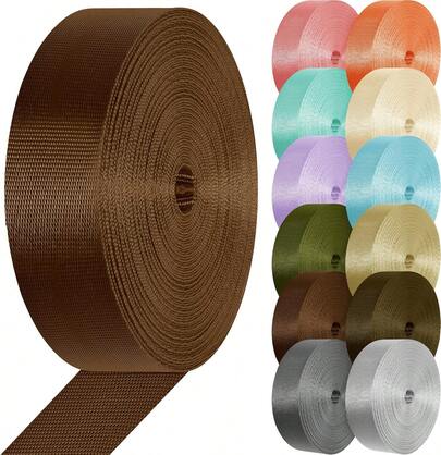 YOGHAVRS Nylon Webbing 1 Inch 1.5 Inch Lightweight Nylon Strap Flat Climbing Webbing For Indoor Outdoor Gear Crafting DIY Repairing Belt Camping Hiking Sports