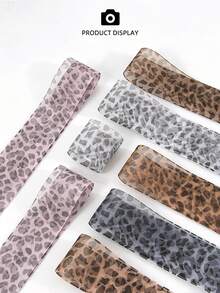 New Leopard Print Shoelaces, 2.5cm Wide, Leopard Pattern Satin Lace Shoelaces, Flat Wide Sheer Ribbon - View 2