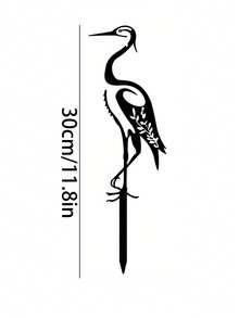 1pc Metal Painted Garden Decor Wrought Iron Egret Silhouette Sculpture, Outdoor Metal Bird Statue Ground Stake - 14.8 Inches, Rustic Wooden Post Fence Insert, Potted Plant Decoration Art, Suitable For Gifts, Yard & Garden Decor - One Size - View 9