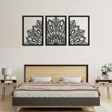 Bộ 3 tranh treo tường bằng kim loại, bộ tranh Mandala, tranh nghệ thuật hoa lá lớn và đẹp mắt, tranh nghệ thuật treo tường khung kim loại chủ đề cây cối cho phòng ngủ, phòng khách, hành lang, quà tặng tân gia, năm mới, Giáng sinh, Ngày của Cha, Ngày của Mẹ. - Mandala - Xem 2
