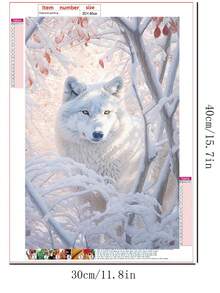 Bộ tranh đính kim cương 5D - Chủ đề Sói mùa đông, Tranh canvas đính kim cương tròn, Phù hợp cho người mới bắt đầu, Trang trí tường không khung, Cho phòng khách/văn phòng, Quà tặng lý tưởng, Tranh đính kim cương mới - viên kim cương tròn - Xem 4