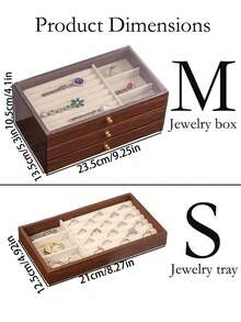 3-Tier Jewelry Box, Wooden Jewelry Storage Box, Acrylic Jewelry Organizer, Retro Style Jewelry Box, Drawer Type Jewelry Box, Cosmetic Storage Box, Can Display Rings, Earrings, Necklaces, Bracelets School Supplies - Jewelry Box - View 4