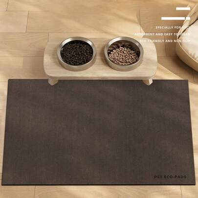 1pc Minimalist Dark Brown Solid Pet Feeding Mat For Cat Food Station, Pet Bowl Area & Home Floor - Waterproof & Stain-Resistant To Catch Spills, Non-Slip Backing To Prevent Sliding, Easy To Wipe Clean & Durable, Ideal For Pet Feeding, Water Bowls & Floor Protection