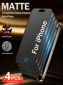 XINHONGYU 适用于 17 Pro Max/17 Pro/17 Air/17/16E/16 Pro Max/16 Pro/16 Plus/16/15 Pro Max/14 Pro Max/13 Mini/12/11/XS Max/XR/8+/7 Plus 系列的隐私磨砂屏幕保护膜，防窥、防指纹、触感顺滑、无黑点、易于安装、防摔、防眩光 - 4pcs - 查看 2