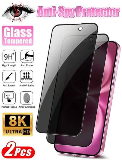 MIGAE 2Pcs Privacy Protection Full Screen Tempered Glass Protector Protect Compatible With IPhone With Black Edge Silk Screen Anti Peeping Full Screen Phone Protective Film Compatible With IPhone17 16 15 14 13 12 11 Pro Max XR X XS Max