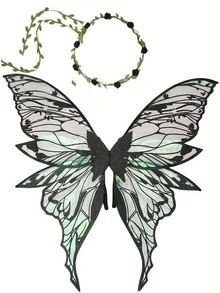 1 件超大金箔四叶蝴蝶翅膀，闪亮透明翅膀，适合成人仙女服装，万圣节女式天使翅膀 - 彩色 - 查看 40