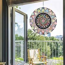 1pc 10-Inch Stainless Steel Wind Spinner - Vivid 3D Mandala Design, Multi-Color Outdoor Garden Decor, Durable Iron Structure, Battery-Free, Perfect For Patio And Yard, Outdoor Wind Spinner, Patio Decor, Intricate Pattern, Artistic Craft, Holiday Gift, Holiday Decoration (Pendant Not Included), Random Style - 1pc - View 5