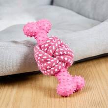 1PC Multi-Color Pet Dog Chew Rope Toy, With TPR Raised Bone Knot Toy, Durable Rope Knot Grinding And Cleaning Toy, Interactive Chew Resistant Toy For Small And Medium-Sized Dogs, Cute Cartoon Style, Perfect For Small Dog Teething, Boredom Relief - Multicolor - View 5
