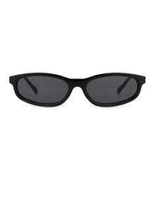 1 Pair Retro Small Frame Fashion Fashion Glasses, Versatile Beach Accessory, Street Style Concave Glasses - Black - View 4