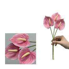 3pcs Realistic Touch 3D Red Anthurium Artificial Flowers - Red Flamingo Lily Faux Flowers, Suitable For Wedding Bouquets And Home Decor | Lifelike Touch Wedding Floral Arrangements And Table Centerpieces - Multicolor - View 17