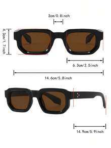 1 Pair Men's Black Square Solid Color PC Frame Fashion Glasses, Minimalist Stylish Casual Wear, Suitable For Travel, Vacation And Daily Wear - Black - View 4
