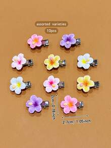 10pcs Colorful Cute Floral Hair Clips, Affordable Daily Hair Accessories - Multicolor - View 7