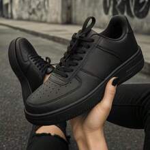 Unisex Men's And Women's Casual Sneakers, Comfortable Running/School Shoes, Lace-Up, Flat Sole, Athletic, Training - 黑色 - 查看 3