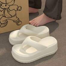 [Runs One Size Small] New EVA Platform Women's Sandals, White, Round Toe, Simple Design, Lightweight And Stylish Flat Sandals, Suitable For Outings, Parties, Vacations And Beach Wear. - màu đen - Xem 5
