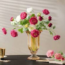 Peonie e fiori di loto finti, fiori artificiali a 3 teste, fiori decorativi per soggiorno, decorazioni per tavolo da pranzo, accessori per matrimoni. Disponibili in più colori, decorazioni versatili per vasi, adatte per arredamento domestico, complementi d'arredo e composizioni floreali. - Multicolore - Visualizzare 5