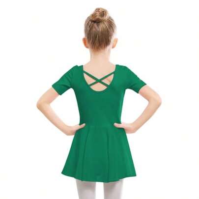 Ballet Leotards For Girls Dance Leotard With Skirt Toddler Ballet Outfit Criss-Cross Bow Back Little/Big Kid