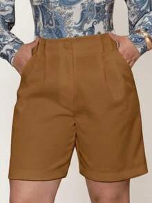 Women's Tailored Bermuda Shorts - Rust Brown - View 5
