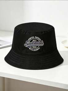1 pieza Sombrero de cubo unisex, sombrero de sol de moda casual, adecuado para la calle, ciclismo, regalo, estampado de letras, poliéster, para todas las estaciones - A - Ver 6