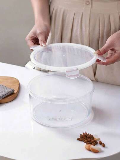3pcs Round Food Storage Container Set, With Airtight Lids, Clear Plastic Nested Jars, Secure Locking Clips, Stackable & Reusable, Suitable For Fridge, Freezer, Microwave & Dishwasher