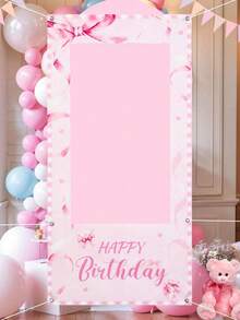 1 pieza Marco de fotos con lazo rosa, tela de fondo de marco rosa para fiesta de cumpleaños, decoración de cumpleaños de niña, recuerdo de baby shower, decoración de baby shower, suministros para bebé, accesorio para photobooth de feliz cumpleaños, telón de fondo para photobooth de fiesta, fondo rosa, decoración de cumpleaños rosa, suministros de fiesta de bebé, decoración de cumpleaños con lazo rosa, decoración rosa con lazo para cumpleaños, suministros de fondo para fiesta festiva - Multicolor - Ver 5