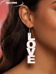 Original Design LOVE Acrylic Earrings, Extra Large Dangling Letter Earrings, Minimalist Exaggerated Fashion Earrings For Women - LOVE Letter Earrings - View 11