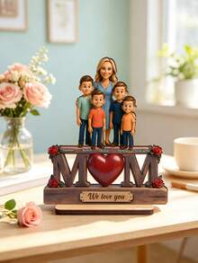 1pc Personalized Wooden Mom Plaque, Custom Photo And Text,, Personalized Family Portrait Plaque, Mother's Day Keepsake Gift, Personalized Family Portrait Plaque, Mother's Day Keepsake Gift - Multicolor - View 9