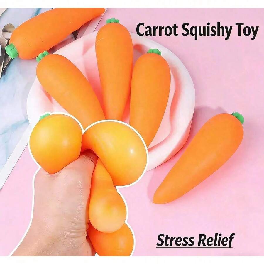 1pc Creative Carrot Squeeze Stress Relief Toy, Realistic Vegetable Slow Rebound Squishy Stress Toy, Perfect Gift For Birthday, Christmas, Halloween, Collection - Multicolor - View 1