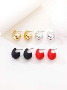 4 pares de pendientes de botón con forma de lágrima - Multicolor - Ver 7