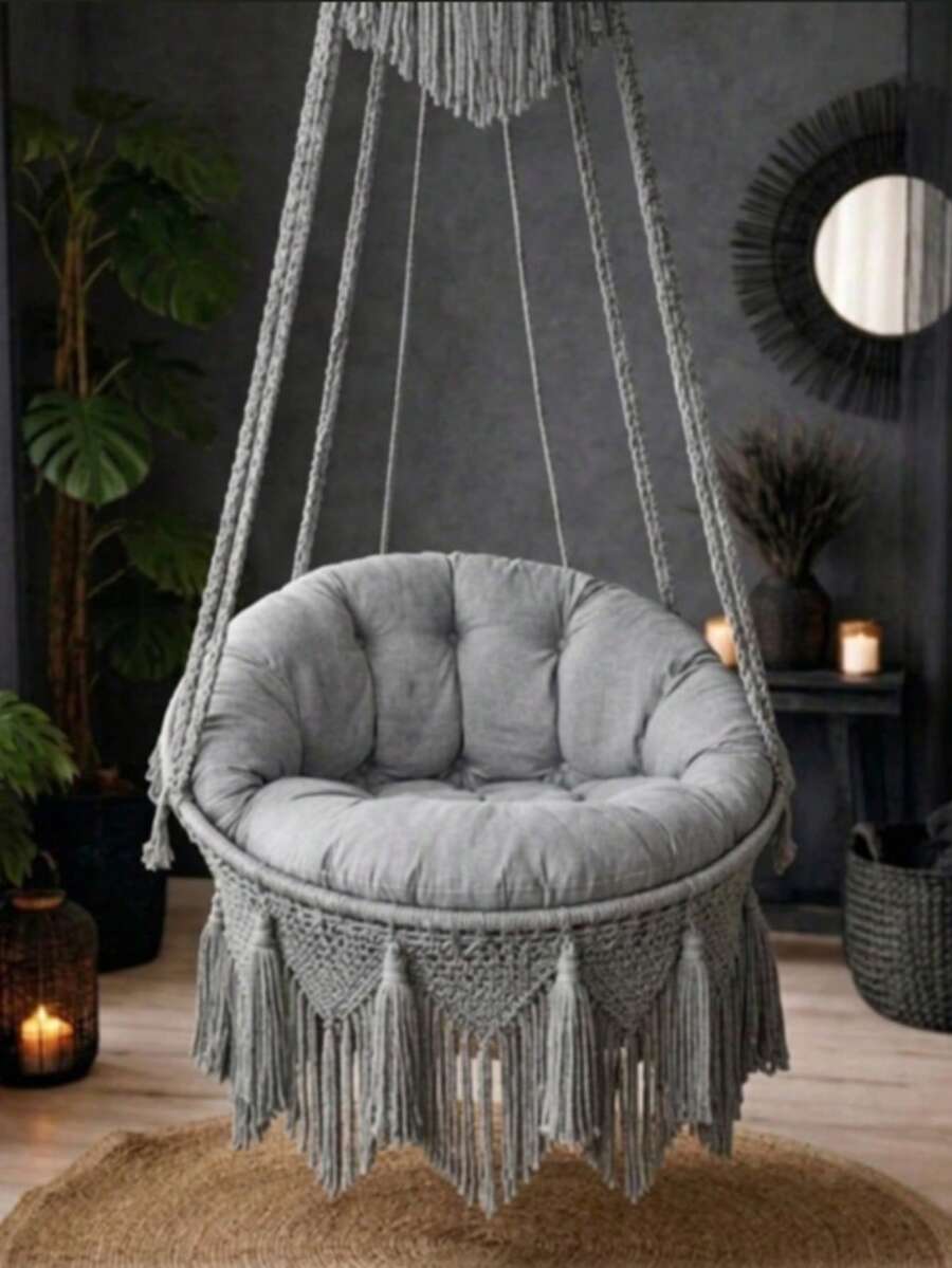Luxury Macrame Swing Cushion Set (Cushions Only) – 2 Pieces In Der Turkei - Light Grey - View 1