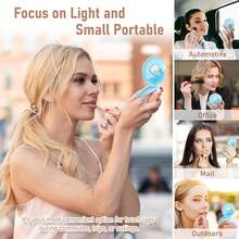 ZHUOTHAN Small Compact Mirror With Light, 1X/3X Magnification Travel Makeup Mirror, 3 Color, Dimmable Up, 3.14 Inch Pocket Mirror, Folding, 2-Sided, Round Quicksand Mini Mirror(Blue) - ColorA - View 5