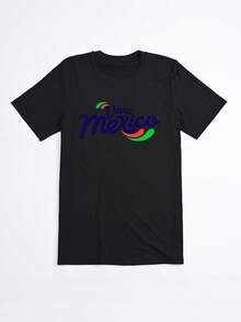 Camiseta Negra con Estampado Viva Mexico para Mujer Verano Casual - Negro - Ver 2