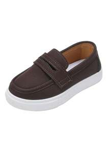 1 Pair Spring/Autumn Casual Loafers Suitable For 3-12 Years Old Children, Elementary School Students Daily Wear Soft Bottom Fashion Sneakers For Boys & Girls - Brown - View 11