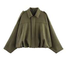 ZA's Popular New-Style Suede Textured Aviator Jacket. - 軍綠上衣 - 查看 12