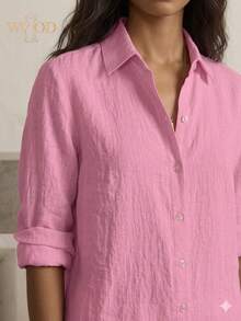 WOOD 2026 New Spring/Summer Bohemian Style Cotton-Linen Women's Two-Piece Set, Cotton-Linen Fabric, Moisture-Wicking, Breathable And Durable, Suitable For Daily Wear, Shopping, Dates, Commuting, Etc Mother's Day Gift - 粉紅色 - 查看 4