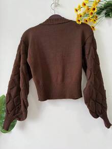 Long-Sleeved Blouse With Cupcake Print, Winter Collection. - Coffee Brown - View 3